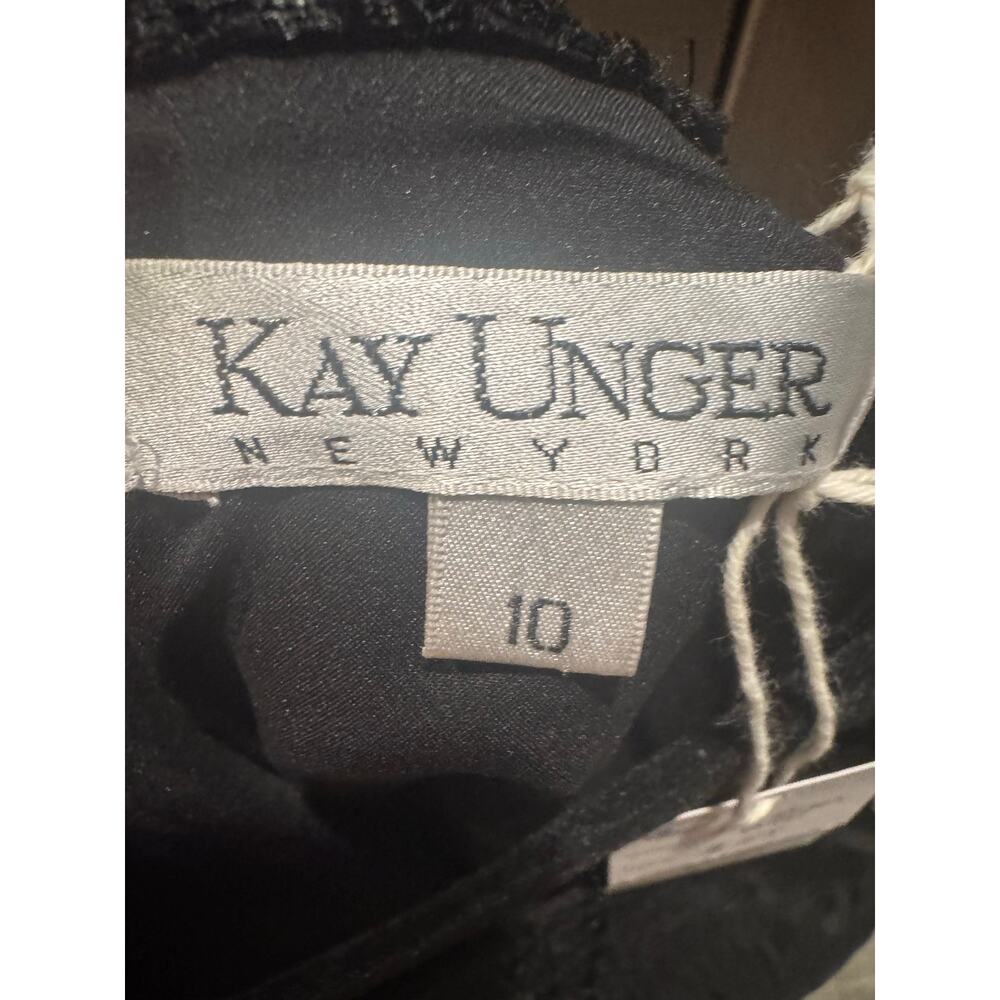 Kay Unger New York Black Sheer Lace Formal Dress 10 Large Like New Cocktail - Picture 9 of 12